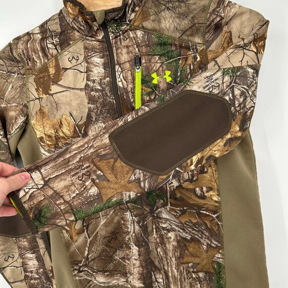 Men's M Under Armour Scent Control Realtree Camo half 1/2 zip fleece jacket - Picture 5 of 8